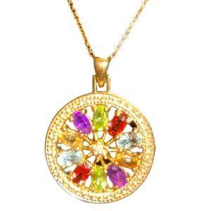 Multi Gemstone 925 Pendant with Chain